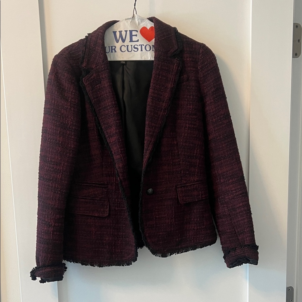 Banana Republic Factory Burgundy Tweed Blazer